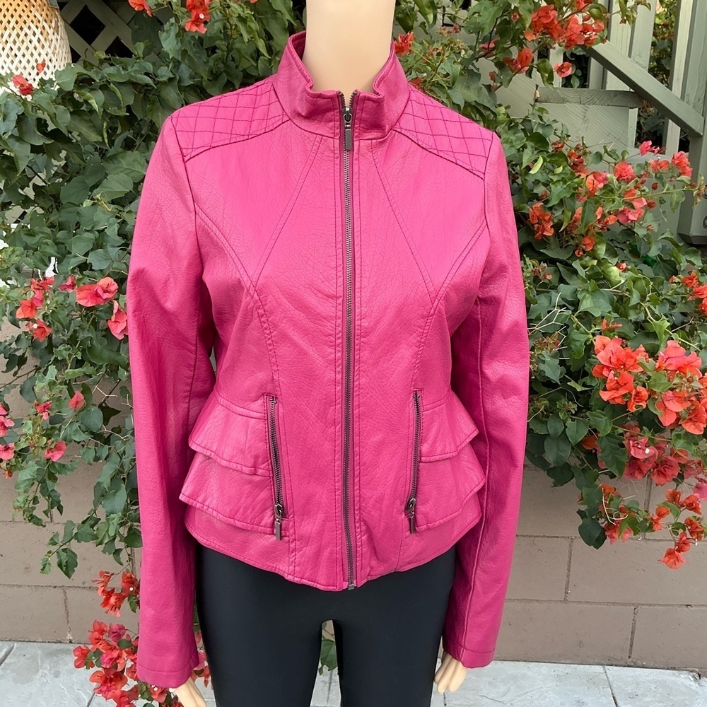 Yoki Fuchsia Faux Leather Women’s Jacket Aize Large